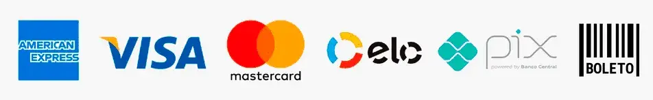 Formas de pagamento aceitas: cartão, Pix e boleto